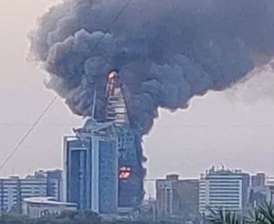 Landmark skyscraper in Khartoum engulfed in flames