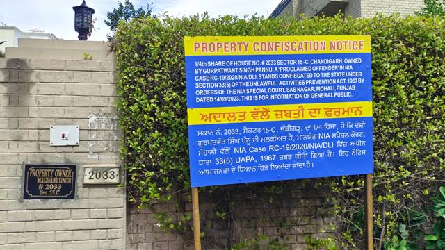 NIA attaches SFJ chief Gurpatwant Pannun's house in Chandigarh's Sector 15 NIA attaches SFJ chief Gurpatwant Pannun's house in Chandigarh's Sector 15