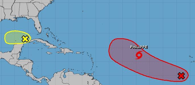 Tropics teeming with 3 systems, including Philippe and one in Gulf Tropics teeming with 3 systems, including Philippe and one in Gulf