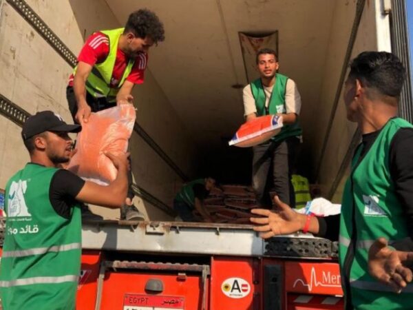 Aid delivery waits to enter Gaza from Egypt at Rafah crossing