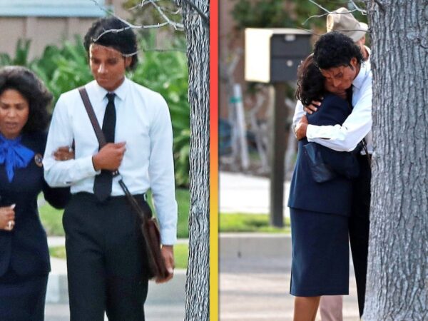 Jaafar Jackson Holds Nia Long Tightly While Filming On Set