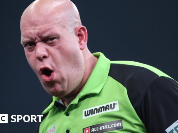 Premier League darts: Michael van Gerwen beats Luke Littler in night two final in Berlin