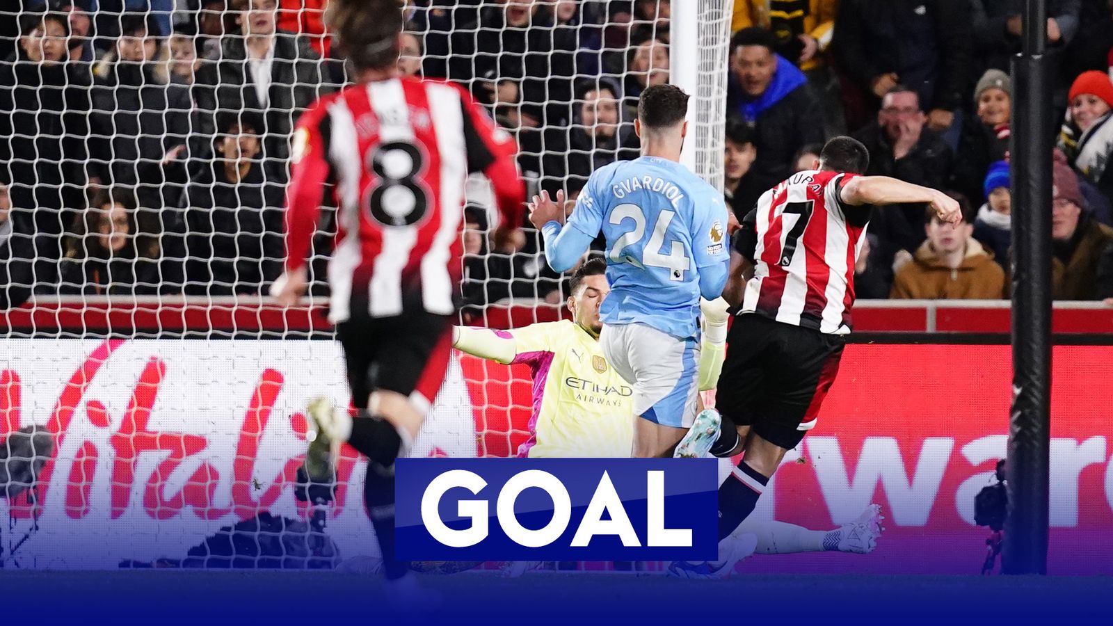 Route one! City behind after GK assists Maupay!