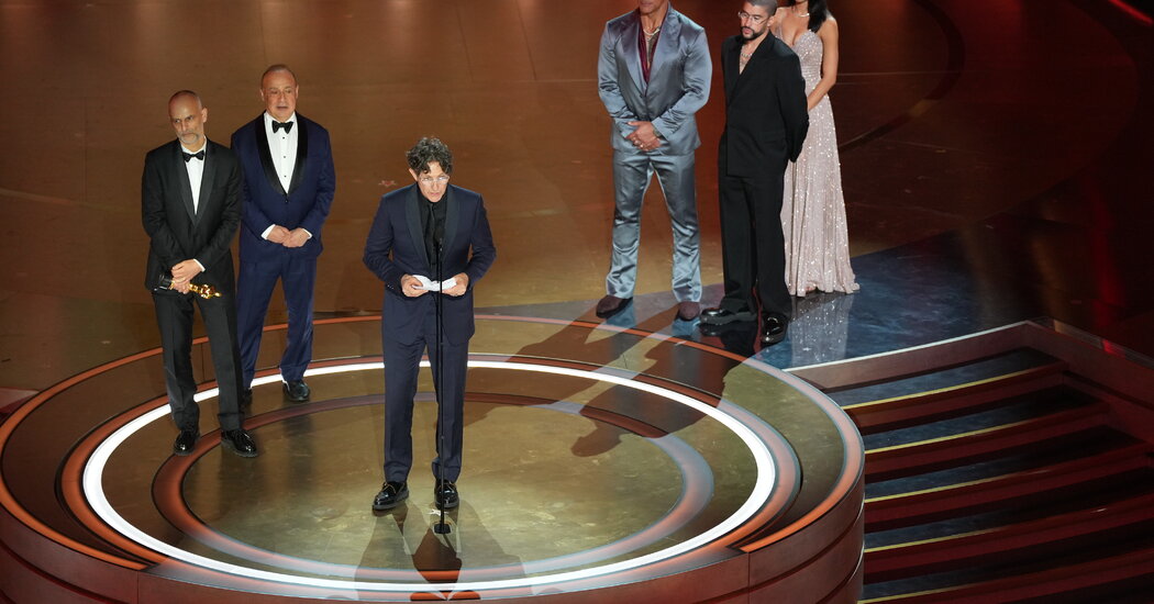 The Israel-Hamas war is mentioned in a speech by the ‘Zone of Interest’ director.