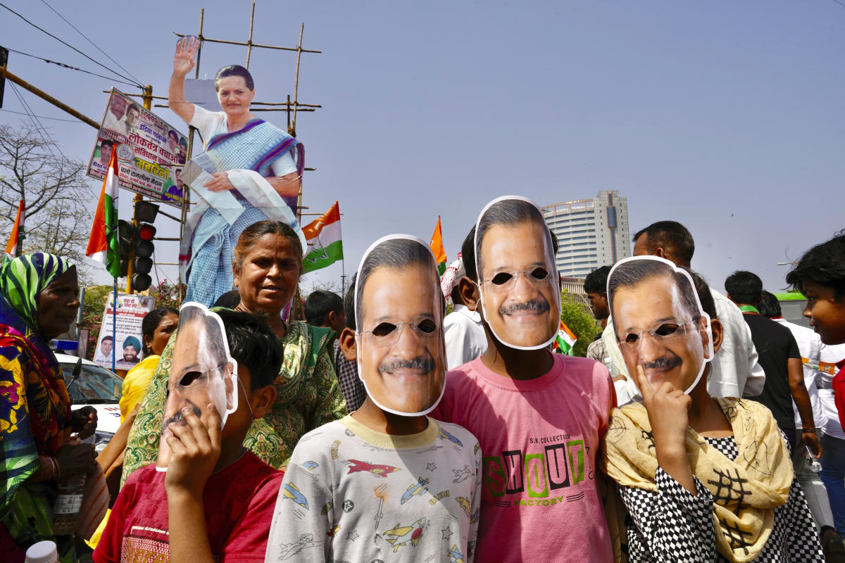 Thousands attend a rally in India’s capital to challenge Prime Minister Modi ahead of elections