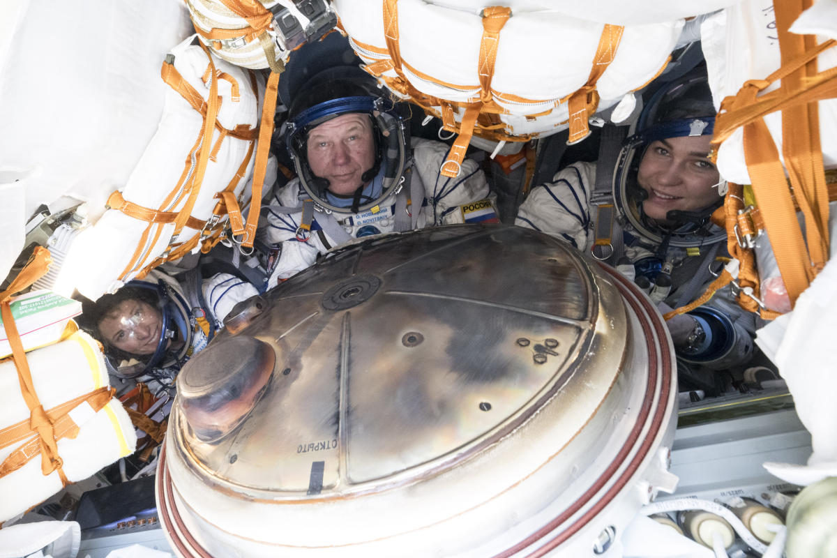 A Soyuz capsule carrying 3 crew from the International Space Station lands safely in Kazakhstan