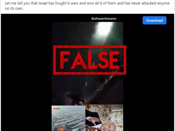 Old clip showing rocket barrage at night misattributed to Iranian attack on Israel