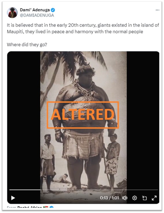 Video generated by artificial intelligence falsely claims to show giant humans from 20th century