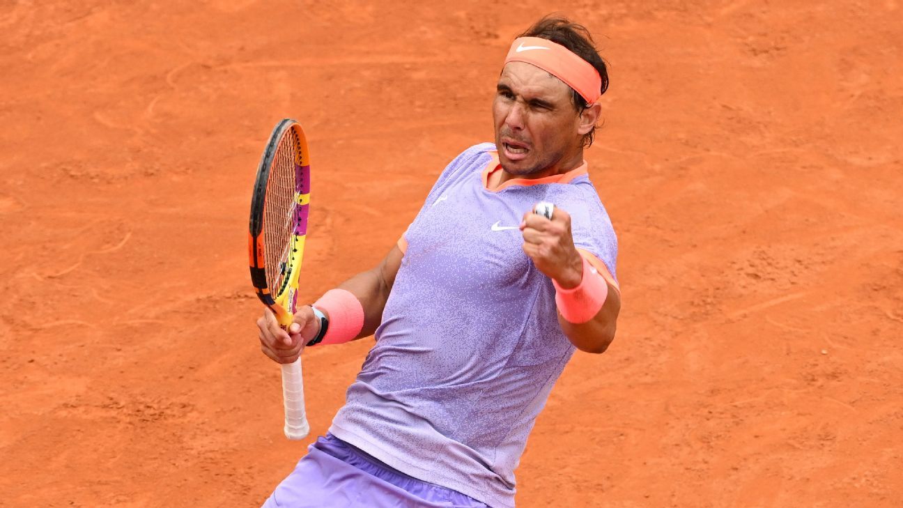 Rafael Nadal rallies for first-round win at Italian Open Rafael Nadal rallies for first-round win at Italian Open