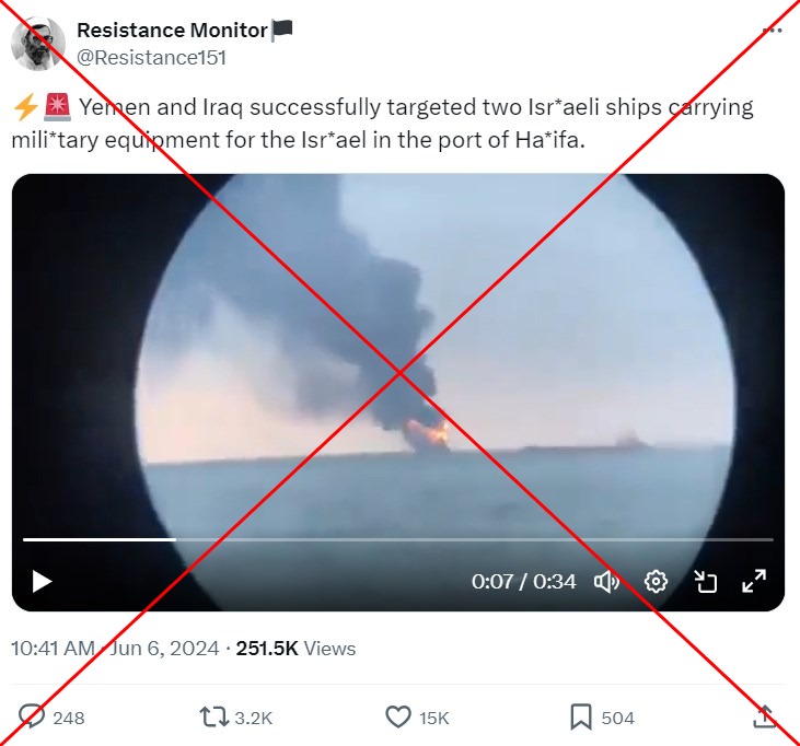 Dated tanker footage misrepresented as Huthi, Islamic Resistance assault