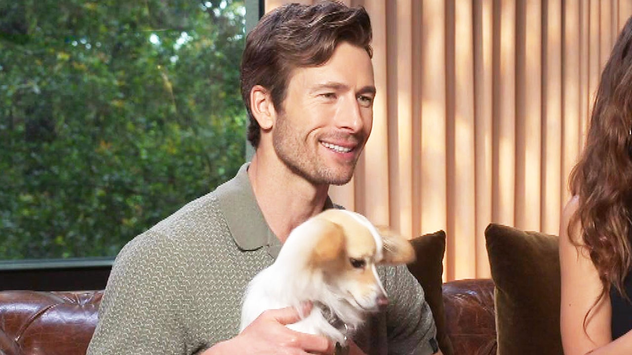 Glen Powell’s Dog Brisket Takes Over His ‘Hit Man’ Interview (Exclusive)