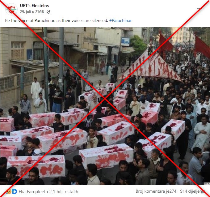 Old photo of mock coffins in Karachi falsely linked to Pakistan tribal feud