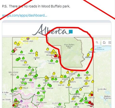 Posts falsely claim Alberta wildfires stop at national park
