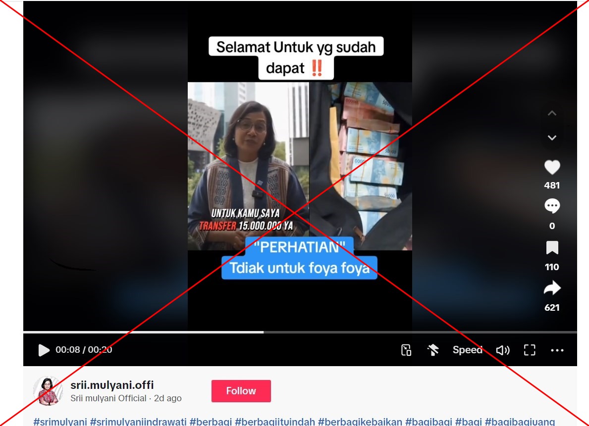 Doctored videos of Indonesian finance minister promote ‘free cash’ hoax Doctored videos of Indonesian finance minister promote ‘free cash’ hoax