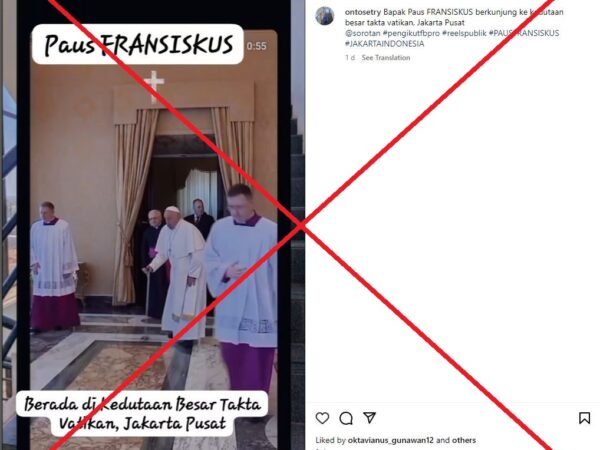 Video shows pope at ceremony, not ‘visiting Vatican embassy in Jakarta’