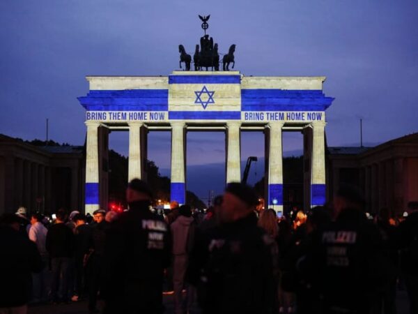 Brandenburg Gate lit with Israeli flag as Germany marks October 7