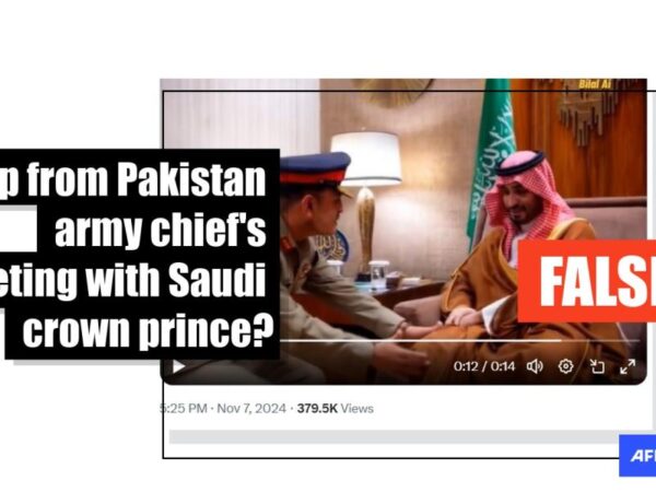 Clip of Pakistan military chief touching Saudi crown prince’s knee is AI generated