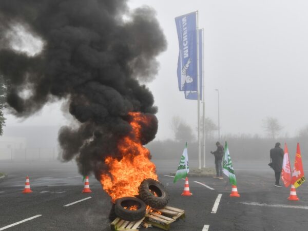 French workers protest Michelin plans to close two plants