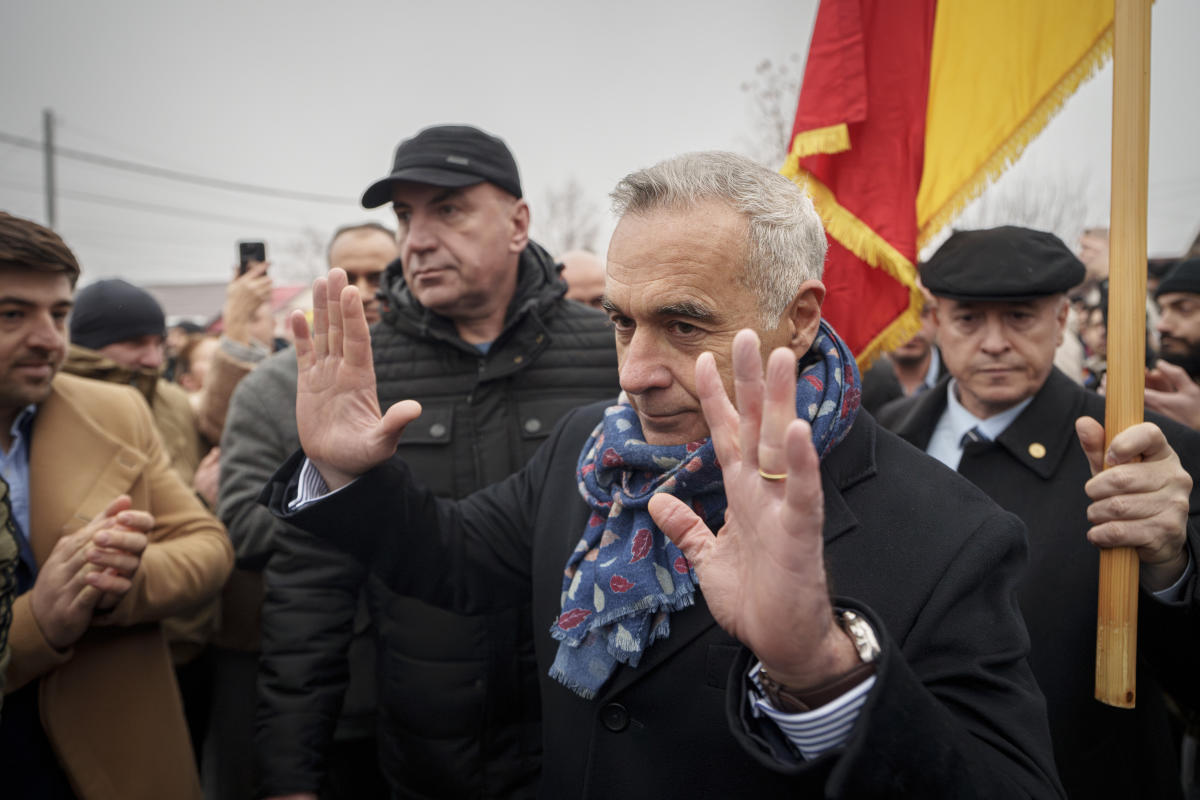 Romania’s far-right presidential candidate denounces canceled vote at closed polling station