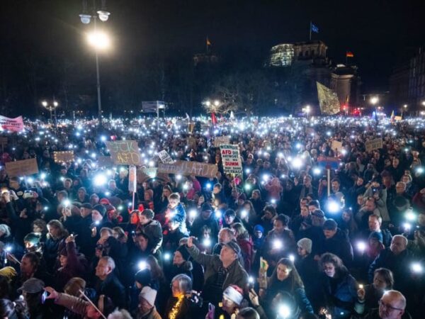 Tens of thousands protest in Berlin as far right’s influence grows