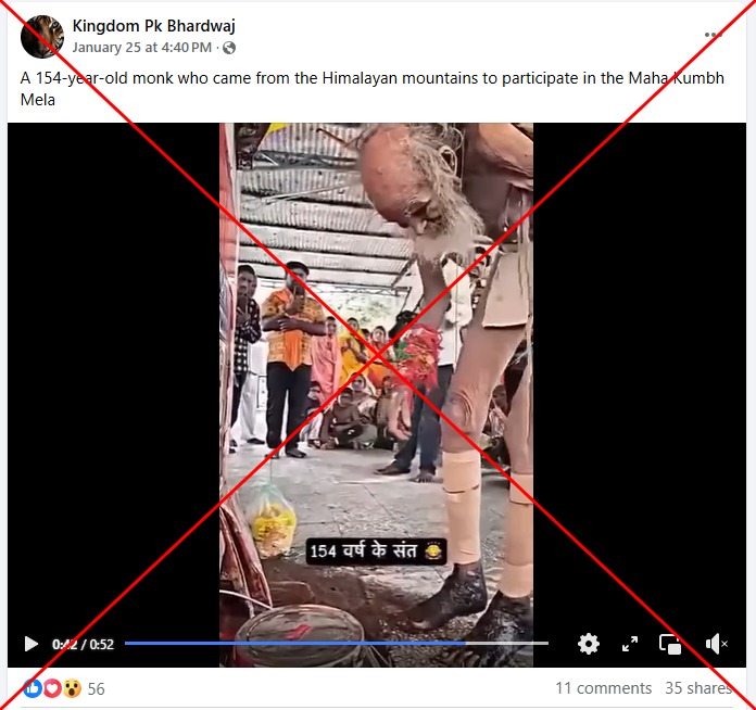 Video of old monk falsely linked to India’s Kumbh Mela mega-festival Video of old monk falsely linked to India’s Kumbh Mela mega-festival