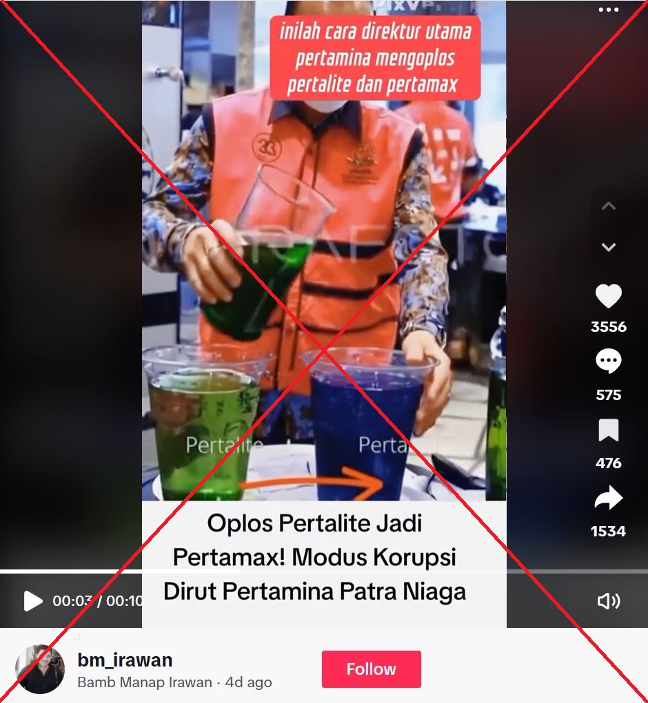 Clip of Indonesian oil executive ‘demonstrating petrol mixing scheme’ bears AI signs