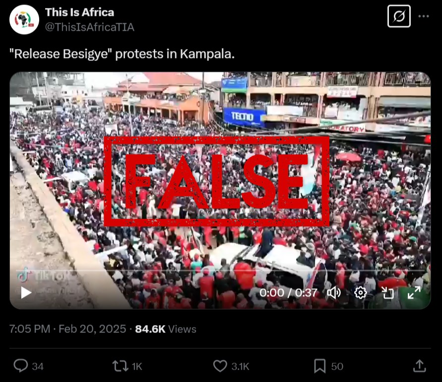 Old Ugandan campaign rally falsely linked to Besigye protests in 2025
