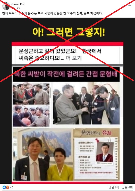 Photos of S.Korean academic misrepresented as top justice visiting North